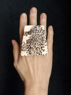 Vegan Ivory & Brown Ring - Size 8.5