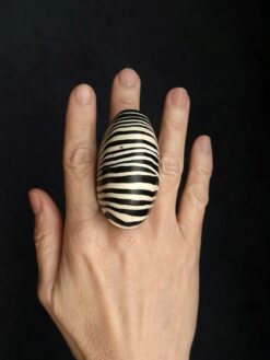Alternative view of Vegan Ivory & Black Ring - Size 7