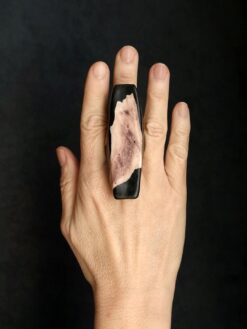 Alternative view of Vegan Ivory & Black Ring - Size 8