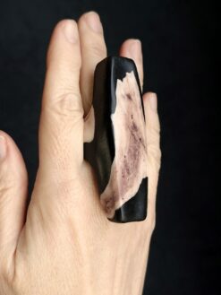 Vegan Ivory & Black Ring - Size 8