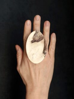 Vegan Ivory & Brown Ring - Size 7