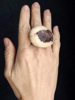 Alternative view of Vegan Ivory & Brown Ring - Size 7