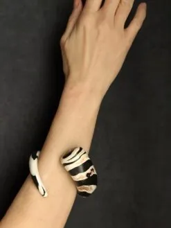 Vegan Ivory & Black Snake Cuff - Size S