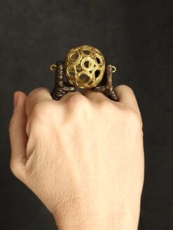 Brass Ball & Black Spin Ring - Size 7.5