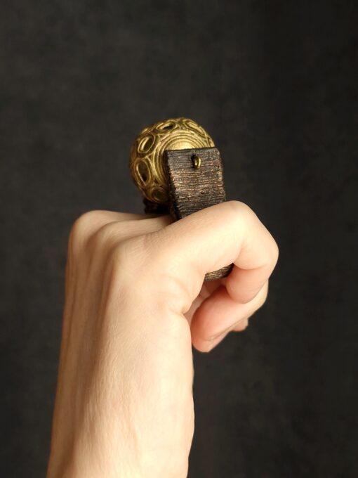 Brass Ball & Black Spin Ring - Size 7.5 - Image 3