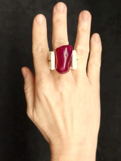 Alternative view of Pink & Vegan Ivory Spin Ring - Size 8.5