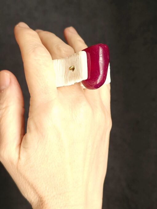 Pink & Vegan Ivory Spin Ring - Size 8.5 - Image 3