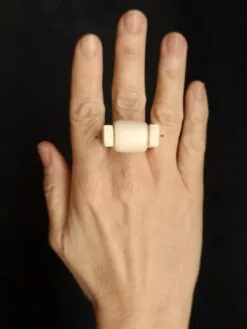 Alternative view of White & Vegan Ivory Spin Ring - Size 9