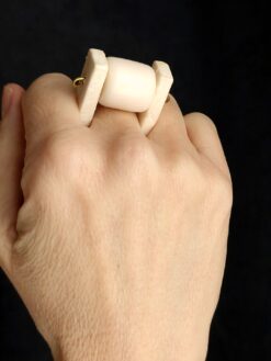 White & Vegan Ivory Spin Ring - Size 9