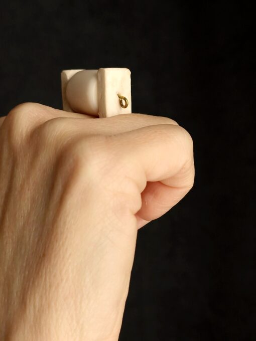 White & Vegan Ivory Spin Ring - Size 9 - Image 3