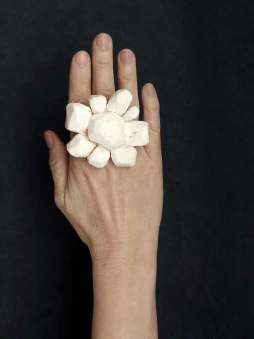 Vegan Ivory Flower Ring - Size 6.5 - Image 4