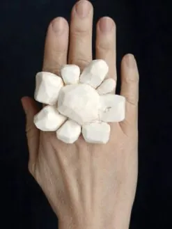 Vegan Ivory Flower Ring - Size 6.5