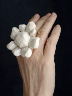 Alternative view of Vegan Ivory Flower Ring - Size 6.5
