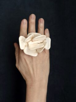 Vegan Ivory Flower Ring - Size 7