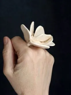 Alternative view of Vegan Ivory Flower Ring - Size 7
