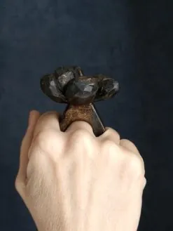 Alternative view of Black with Gold Sheen Flower Ring - Size 7.5