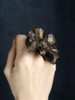 Alternative view of Black with Gold Sheen Flower Ring - Size 7