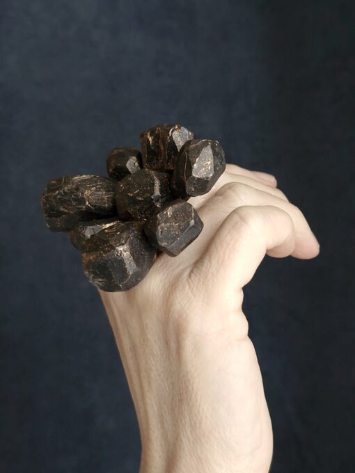 Black with Gold Sheen Flower Ring - Size 7 - Image 3