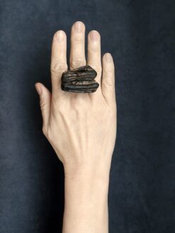 Alternative view of Black with Gold Sheen Sculptured Ring - Size 7
