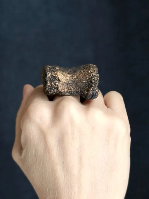 Black with Gold Sheen Sculptured Ring - Size 6.5