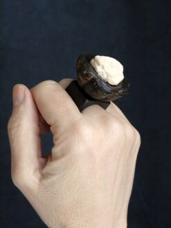 Alternative view of Black & Vegan Ivory Sculptured Ring - Size 7