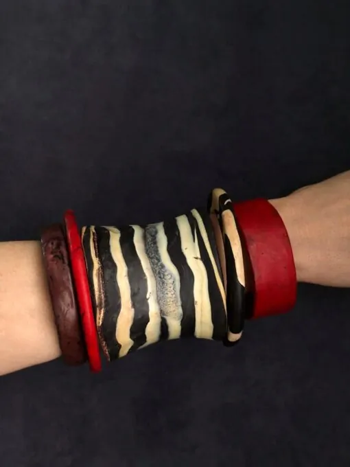 Black, Red & Zebra Bangle Set (Set of 5) for Laura - Size S - M - Image 2