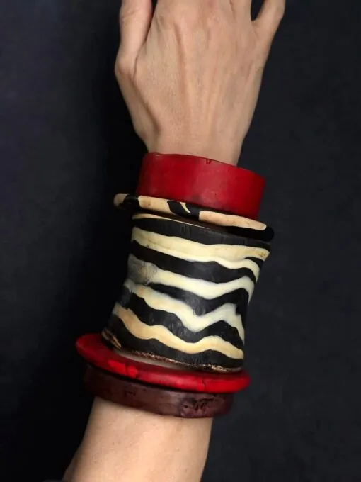 Black, Red & Zebra Bangle Set (Set of 5) for Laura - Size S - M