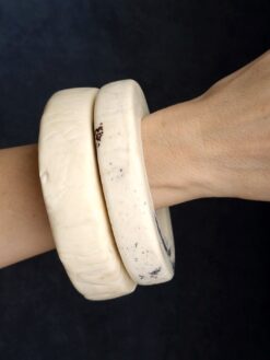 Vegan Ivory Square Bangle Set (Set of 2) - Size M