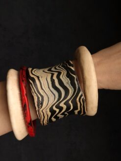 Vegan Ivory, Black & Red Bangle Set (Set of 4) - Size L