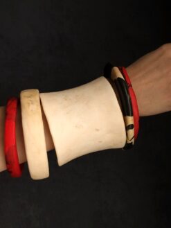 Vegan Ivory, Red & Black Bangle Set (Set of 5) - Size XL