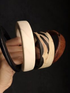 Alternative view of Vegan Ivory, Brown & Black Bangle Set (Set of 5) - Size M - L
