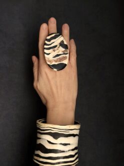 Alternative view of Black & Vegan Ivory Bangle - Size M