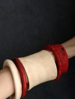 Vegan Ivory, Red & Black Bangle Set (Set of 5) - Size XL