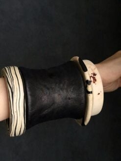 Vegan Ivory & Black Bangle Set (Set of 4) - Size L