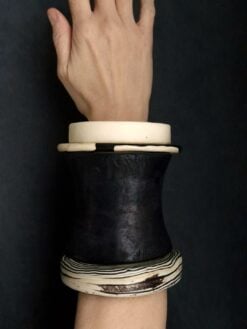 Alternative view of Vegan Ivory & Black Bangle Set (Set of 4) - Size L
