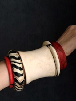 Vegan Ivory, Black & Red Bangle Set (Set of 5) - Size M