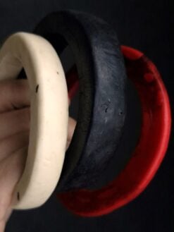 Alternative view of Vegan Ivory, Red & Black Bangle Set (Set of 4) - Size L