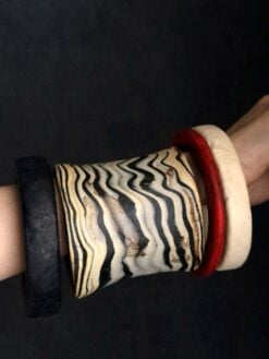 Vegan Ivory, Red & Black Bangle Set (Set of 4) - Size L