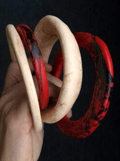 Alternative view of Vegan Ivory, Red & Black Bangle Set (Set of 5) - Size L