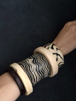 Vegan Ivory & Black Bangle Set (Set of 5) - Size M