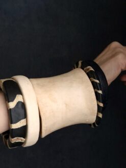 Vegan Ivory & Black Bangle Set (Set of 5) - Size L - XL