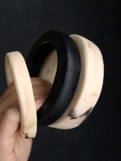 Alternative view of Vegan Ivory & Black Bangle Set (Set of 4) - Size M - L