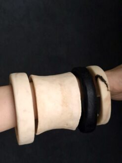 Vegan Ivory & Black Bangle Set (Set of 4) - Size M - L