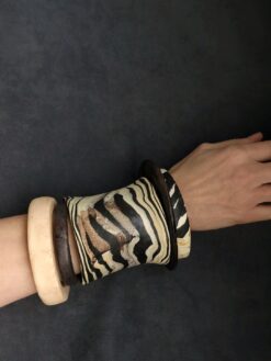 Black, Vegan Ivory & Brown Bangle Set (Set of 5) - Size M