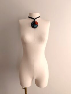 Alternative view of Black Obsidian, Red Jasper & Green Dalmation Jasper Necklace (Adjustable Length)