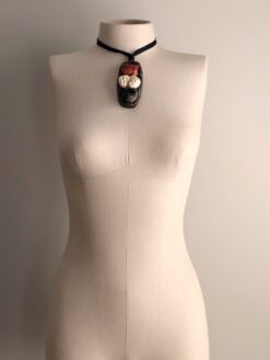 Alternative view of Red Jasper, Magnesite & Black Obsidian Necklace (Adjustable Length)