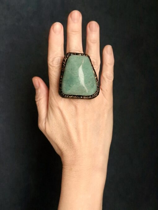 Green Aventurine Stone Ring - Size 8 - Image 3