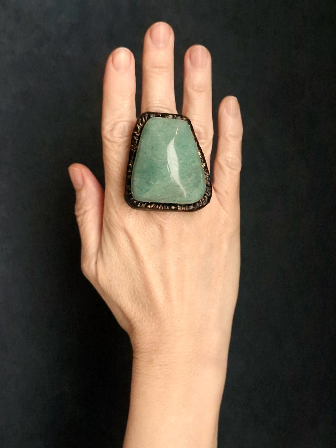 Green Aventurine Stone Ring - Size 8 - Image 3