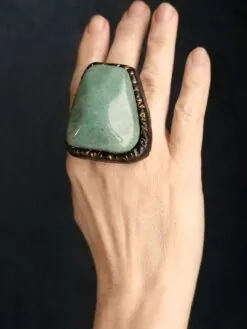 Alternative view of Green Aventurine Stone Ring - Size 8