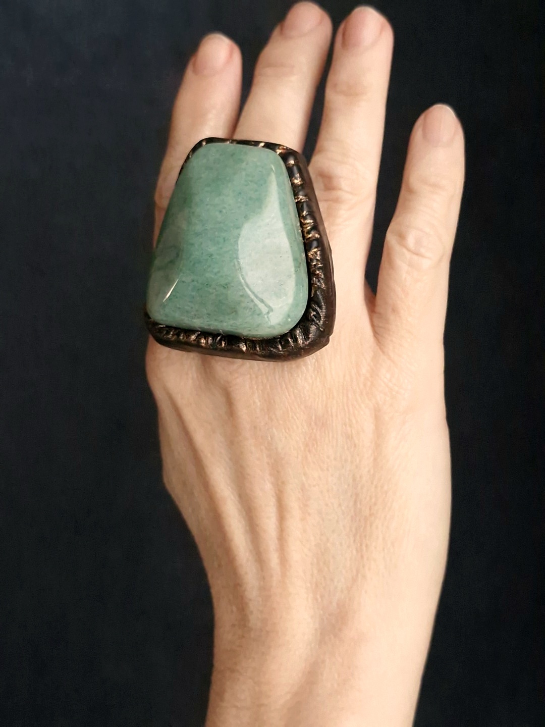 Green Aventurine Stone Ring - Size 8 - Image 2